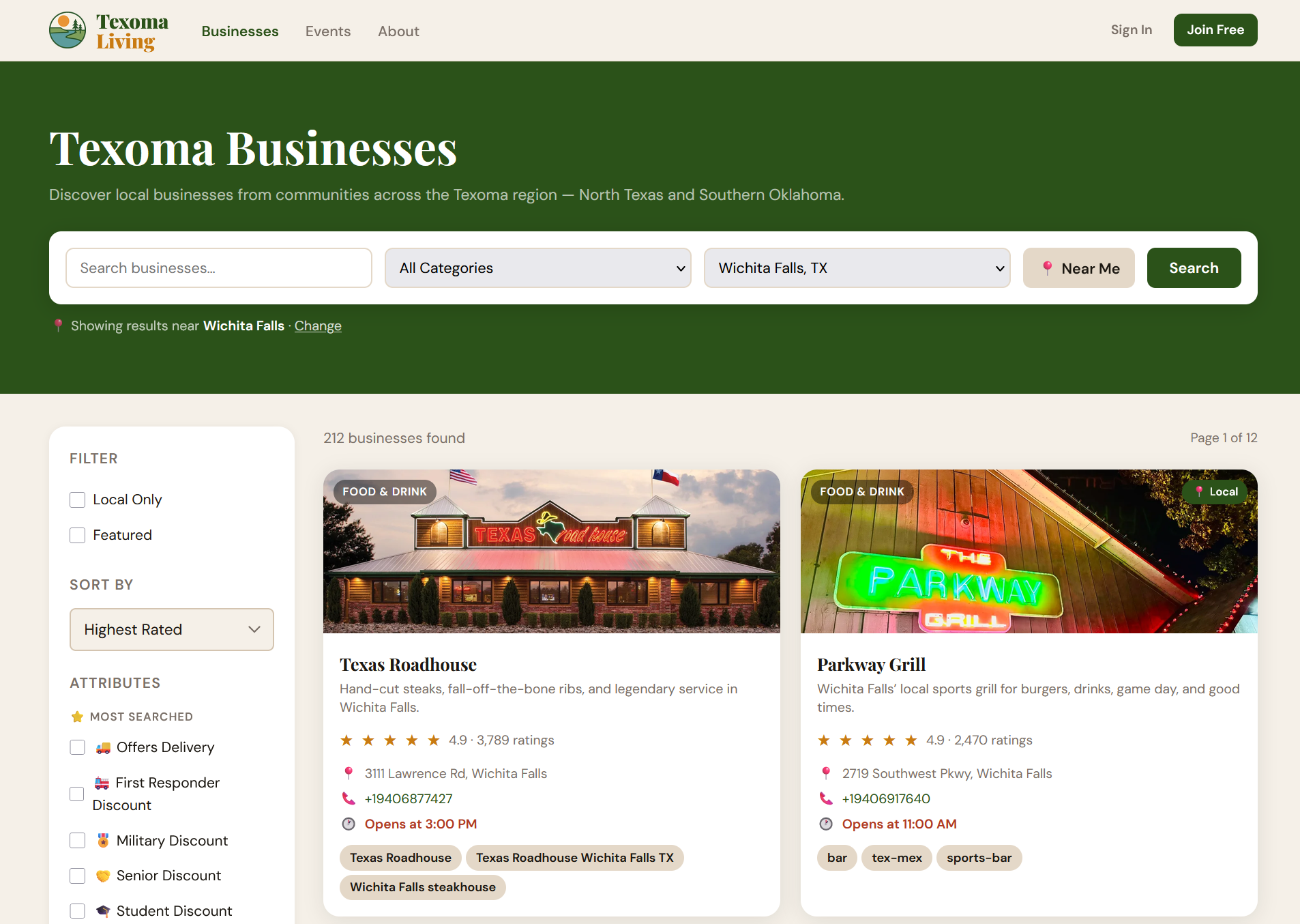 Texoma Living business listings